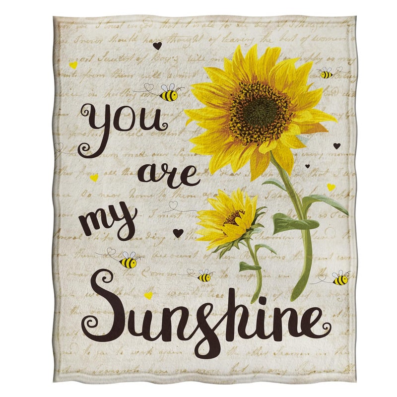 Jekeno Sunflower Gifts Blanket for Women Girls, Sunflowers Throw Gifts for Sunflower Lovers Adult Kids, You are My Sunshine Gift Blanket for Home Bed Couch - Image 3